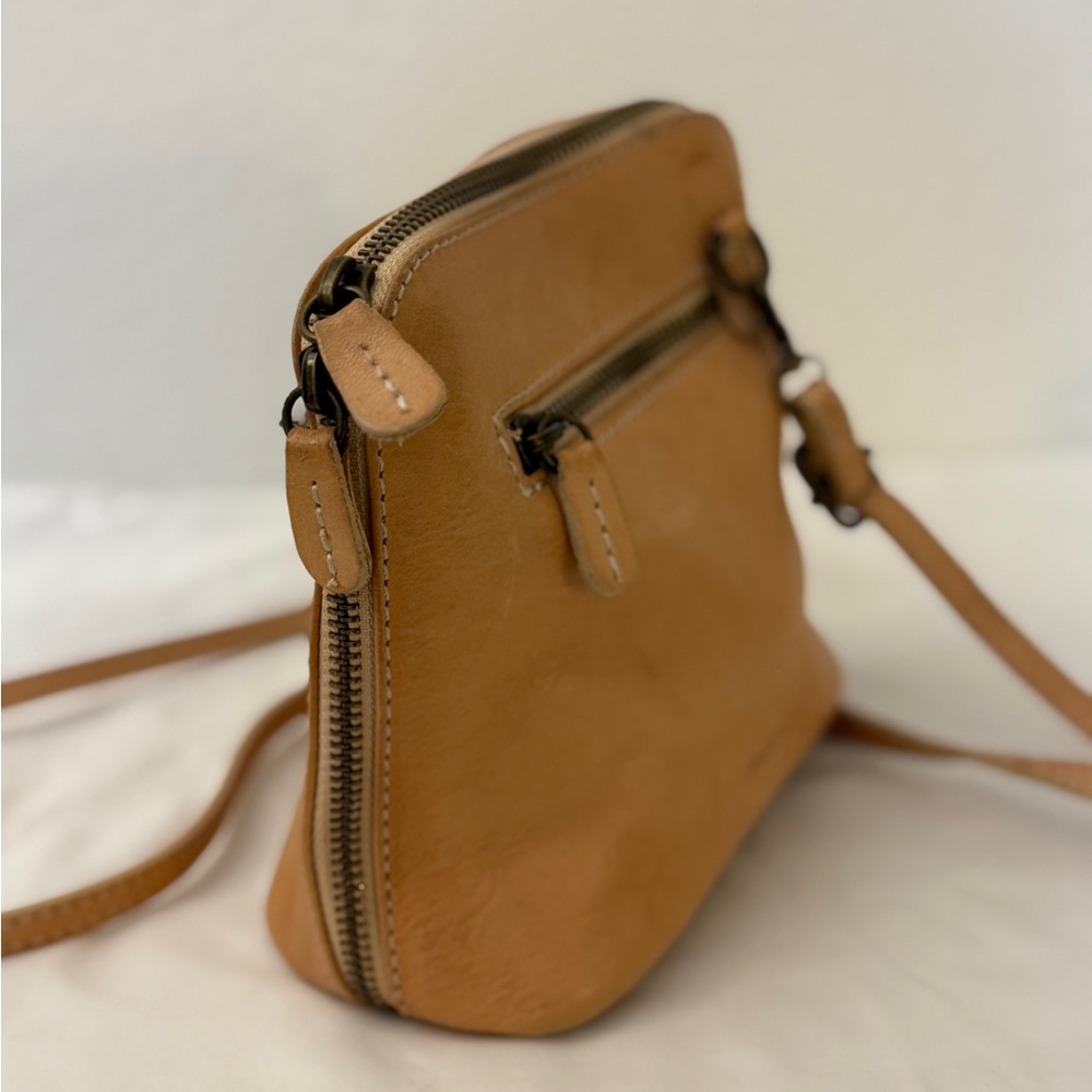 Pratesi Firenze Italian Leather Crossbody Bag Tan Small Made In Italy - Picture 4 of 13